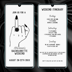 Invitación Finger de anillo divertida Bachelorette Weekend It