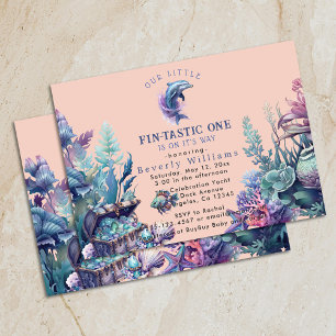 Invitación Fintastic One Rustic Watercolor Baby Shower modern