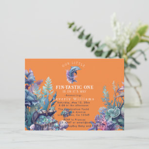 Invitación Fintastic One Rustic Watercolor Baby Shower modern