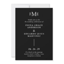 Fiona Black Bold Monograma moderno Boda