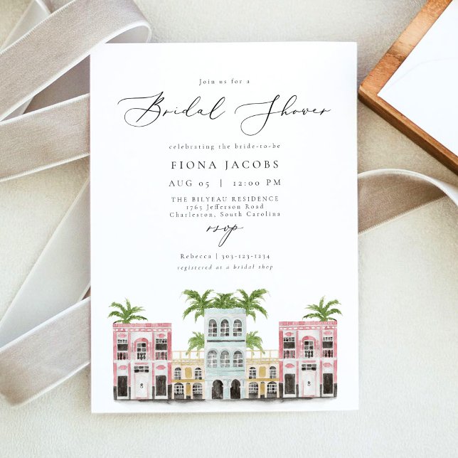 Invitación FIONA Charleston Rainbow Row Shower (Subido por el creador)
