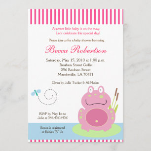 Invitación Fiona el Baby Shower de rana de estanque Invitació