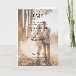 Invitación Fiona Foto Monograma Negrita Boda Moderna