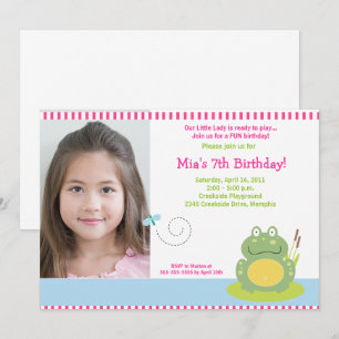 Invitación Fiona la Rana Verde del Estanque *FOTO* Cumpleaños