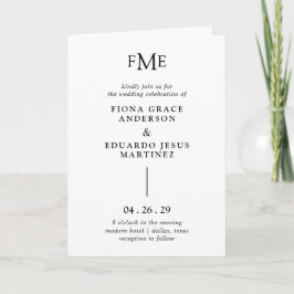 Invitación Fiona Negro y Blanco Monograma Audaz Boda Moderna