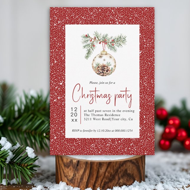 Invitación Fir branch with Christmas ornament party (Subido por el creador)
