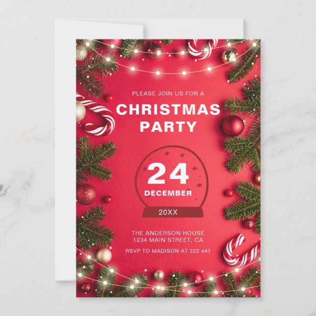 Invitación Fir Twigs Y Navidades Iluminan A Navidades (Anverso)