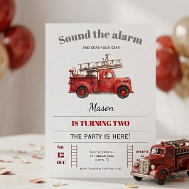 Invitación Fire Truck Birthday Invitation Sound the Alarm