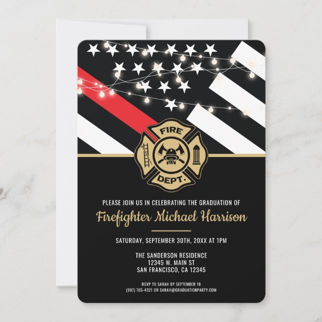 Invitación Firefighter Fire Academy Fireman Graduation (Anverso)