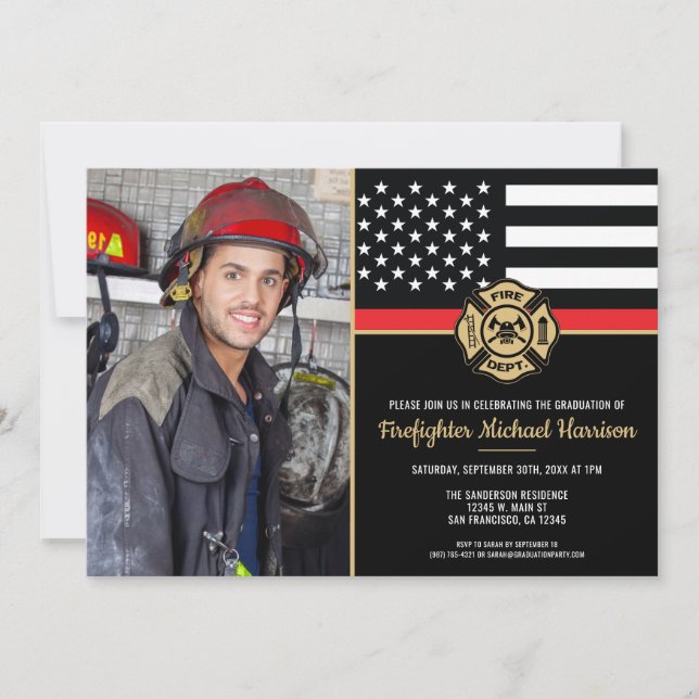 Invitación Firefighter Fire Academy Graduation Fireman Photo (Anverso)