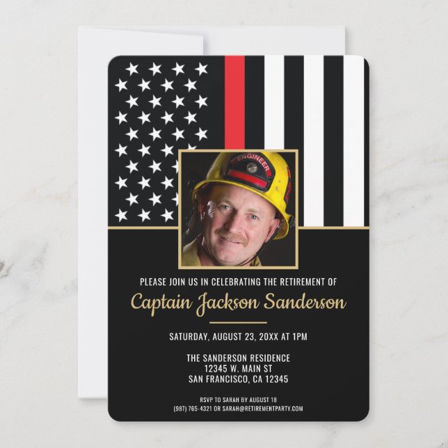 Invitación Firefighter Fire Department Retirement Photo (Anverso)