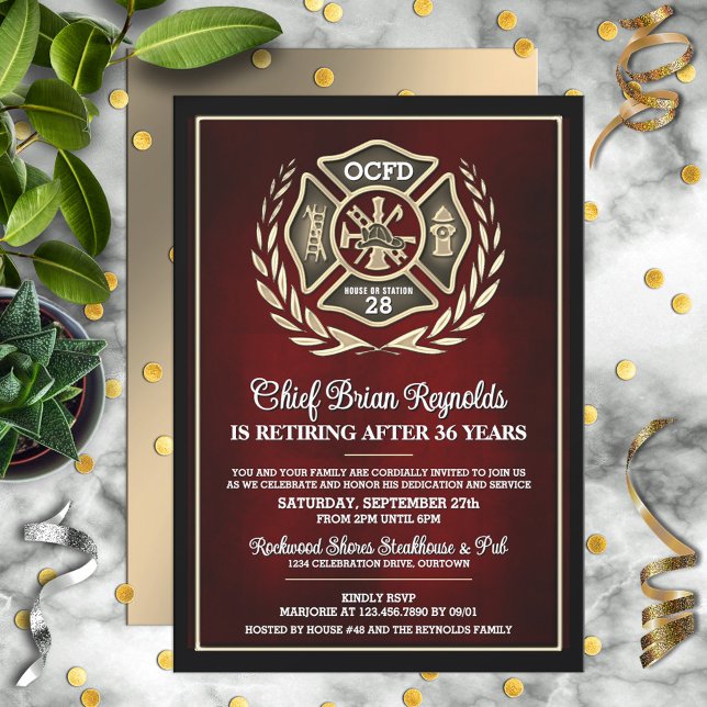 Invitación Firefighter Retirement Party Invitation (Subido por el creador)