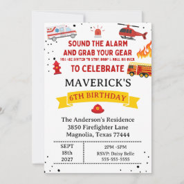 Invitación Firefighter Sound The Alarm Birthday