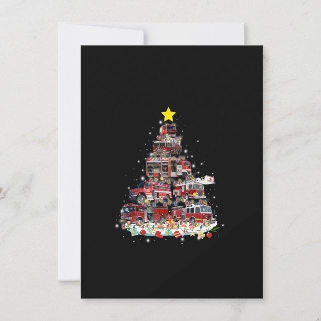 Invitación Firefighter Truck Christmas Tree Funny Xmas Pajama (Anverso)