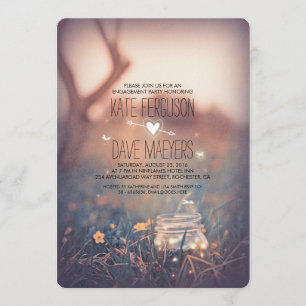 Invitación Fireflies Mason Jar Rustic Engagement Party