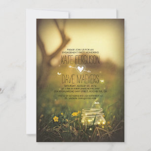 Invitación Fireflies Mason Jar Rustic Engagement Party