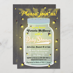Invitación Firefly Chalkboard Mason Jar Baby Shower invita