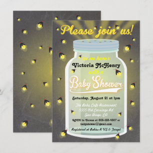Invitación Firefly Chalkboard Mason Jar Baby Shower invita
