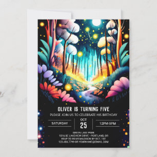 Invitación Firefly Editable Forest Birday