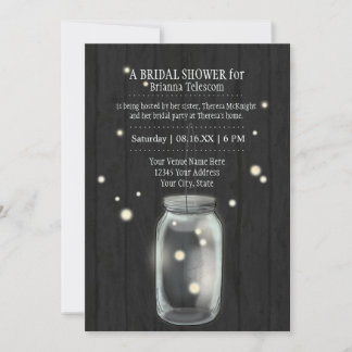 Invitación Firefly Mason Jar Rustic Country Night Bodas
