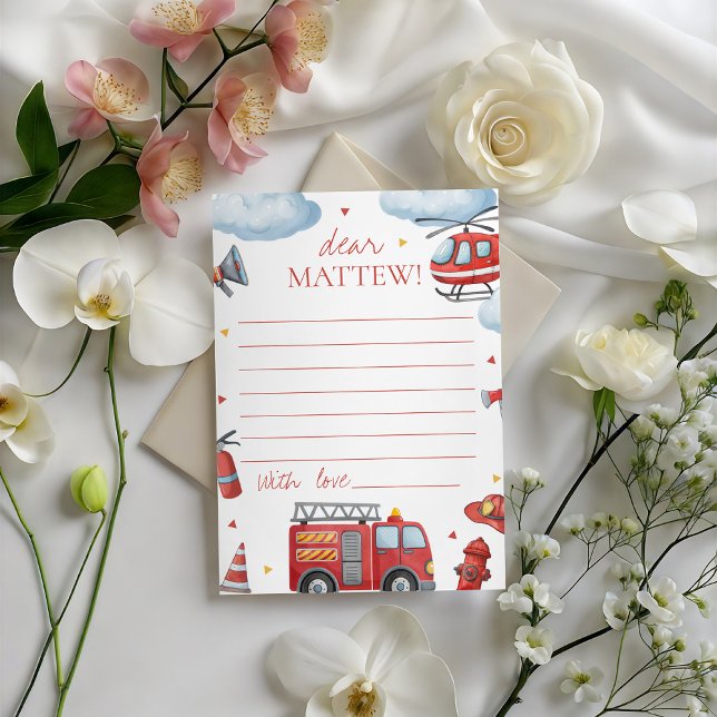 Invitación Firetruck Birthday Time Capsule Card (Subido por el creador)