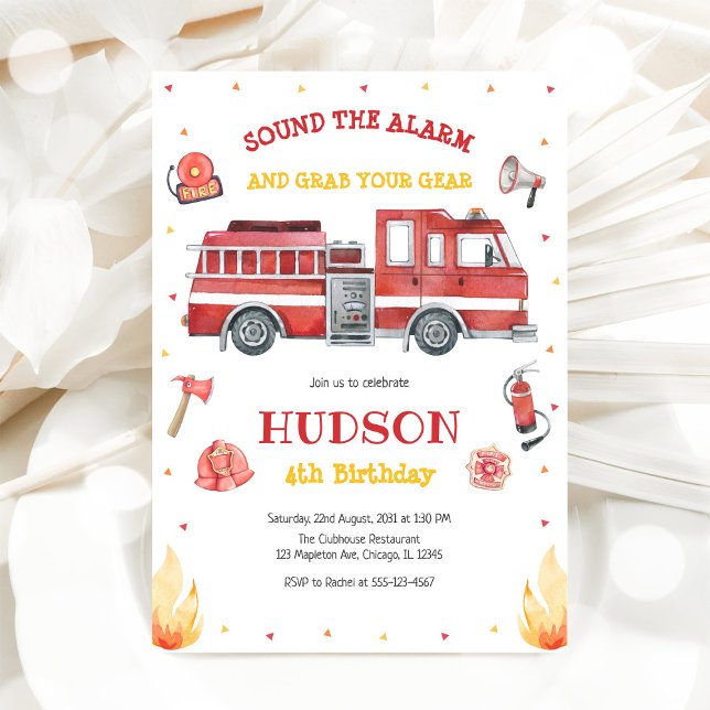 Invitación Firetruck Firefighter Kids Birthday Invitation (Subido por el creador)