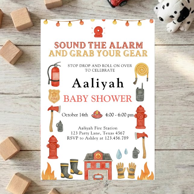 Invitación firetruck party firefighter vehicle baby shower (Subido por el creador)