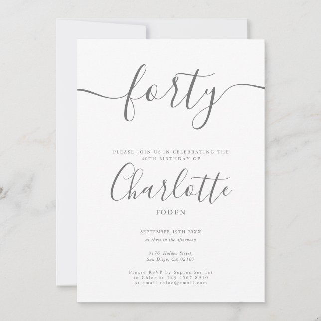 Invitación Firma 40 cumpleaños (Anverso)