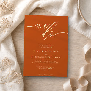 Invitación Firma de caligrafía de terracota Nos casamos