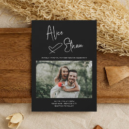 Invitación Firma de escritura mínima foto de corazón negro