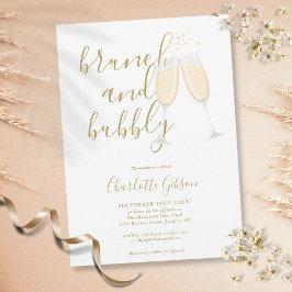 Invitación Firma dorada Brunch Bubbly Bridal Shower