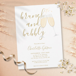 Invitación Firma dorada Brunch Bubbly Bridal Shower