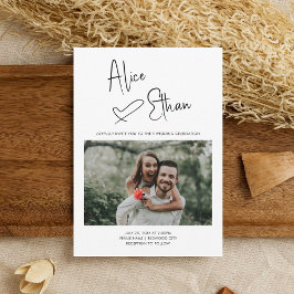 Invitación Firma mínima del guión Fotografía del corazón Blan