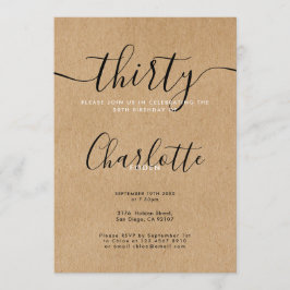 Invitación Firma Rustic Kraft 30 cumpleaños