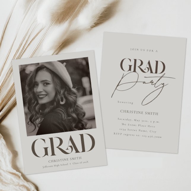 Invitación Firme fiesta de graduación fotográfica de la tipog (Subido por el creador)
