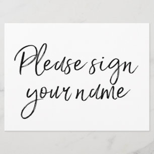 Invitación "Firme su nombre" Letrero con Letra a Mano con Est