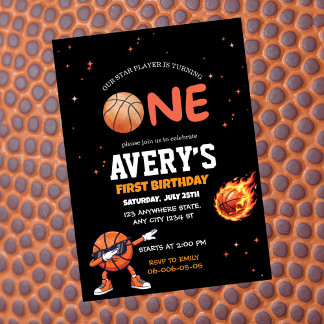 Invitación First birthday Basketball Invitation