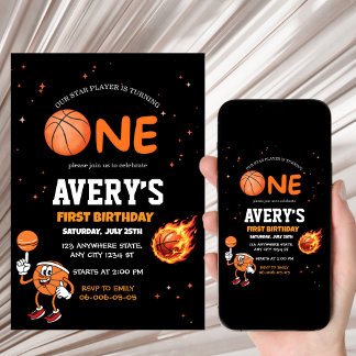 Invitación First birthday Basketball Invitation