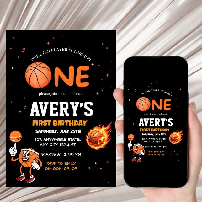 Invitación First birthday Basketball Invitation (Subido por el creador)