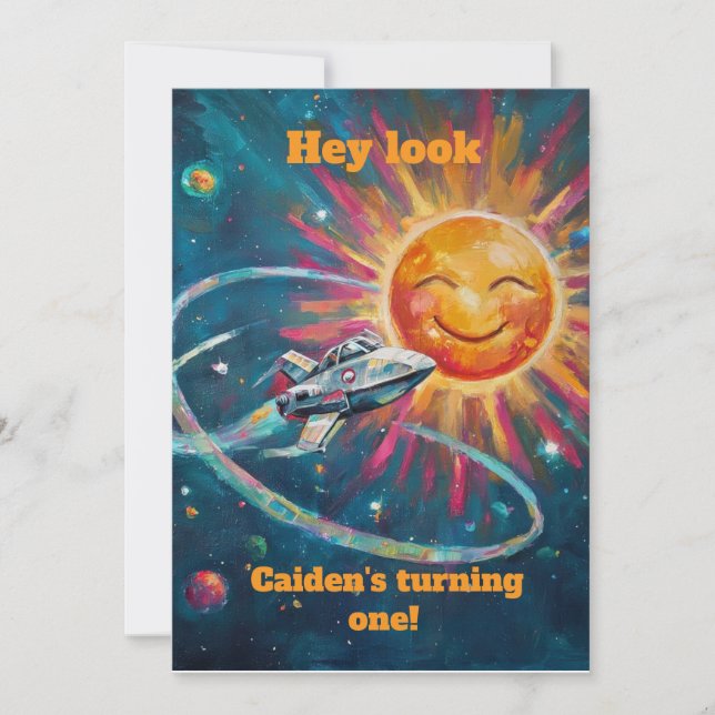 Invitación First Birthday Boy Party Digital Download (Anverso)