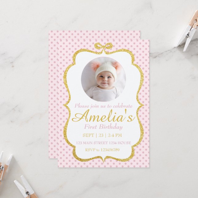 Invitación First Birthday Invite (Anverso/Reverso In Situ)