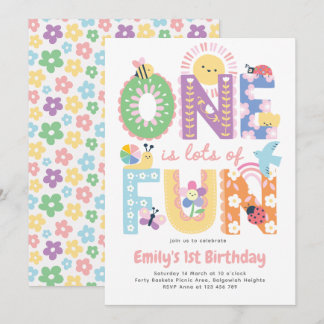 Invitación First Birthday Invite Girl, One is lots of Fun