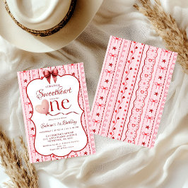 Invitación First Birthday valentine baby birthday party