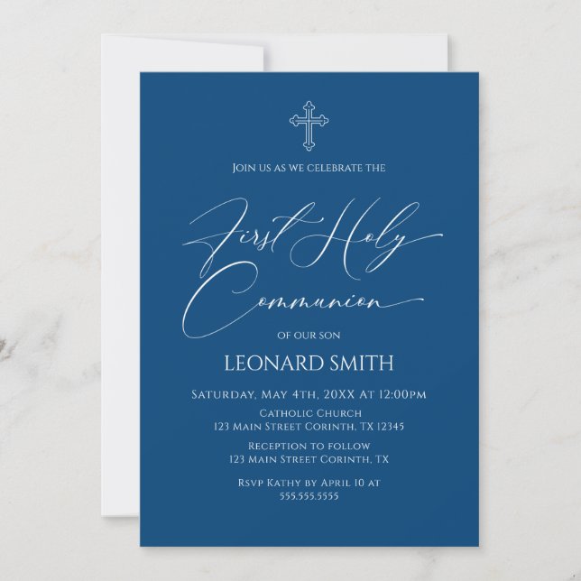Invitación First Communion  blue Invitation (Anverso)