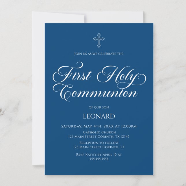 Invitación First Communion Blue Invitation (Anverso)