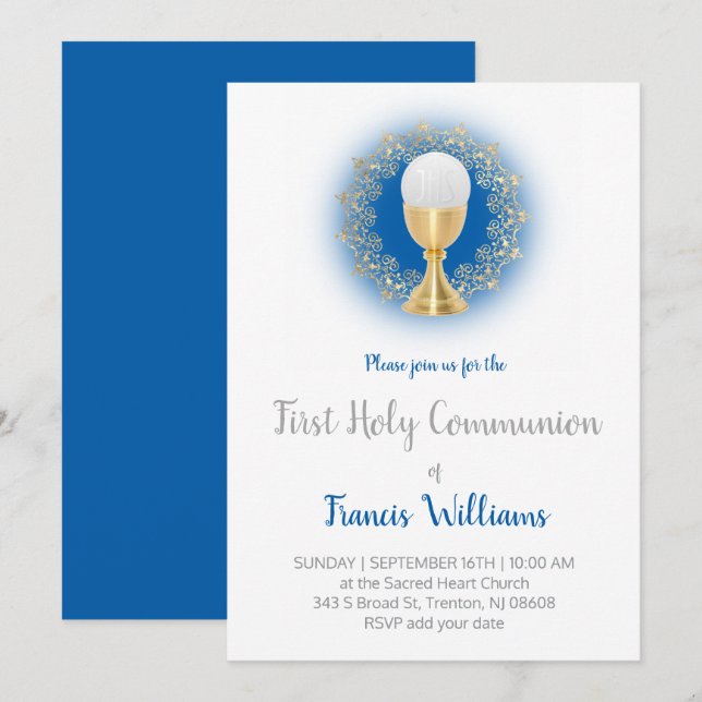 Invitación First Communion catholic boy (Anverso / Reverso)