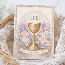 Invitación First Communion Chalice Host Floral 