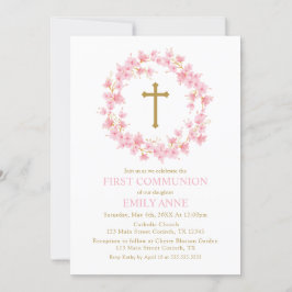Invitación First Communion Cherry Blossom floral I