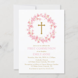Invitación First Communion Cherry Blossom floral I