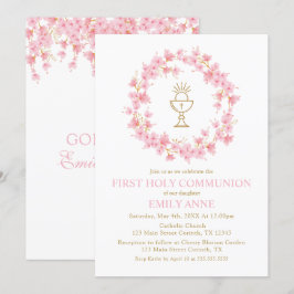 Invitación First Communion Cherry Blossom floral Invitation